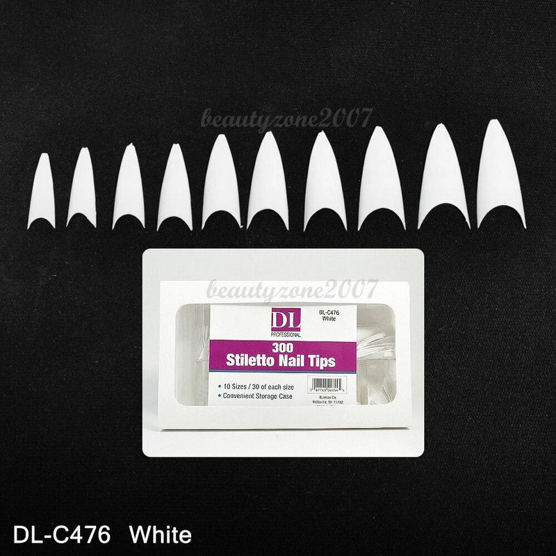 DL Professional - C476 Stiletto Nail Tips - White 300 pcs