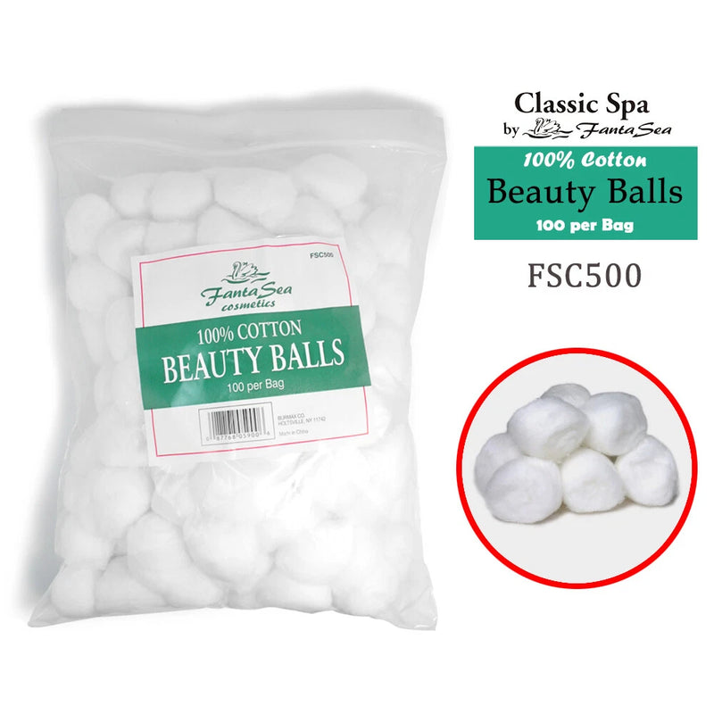 FantaSea FSC500 Cotton Balls 100% Pure Cotton - Cosmetic Make Up Nail Wipes