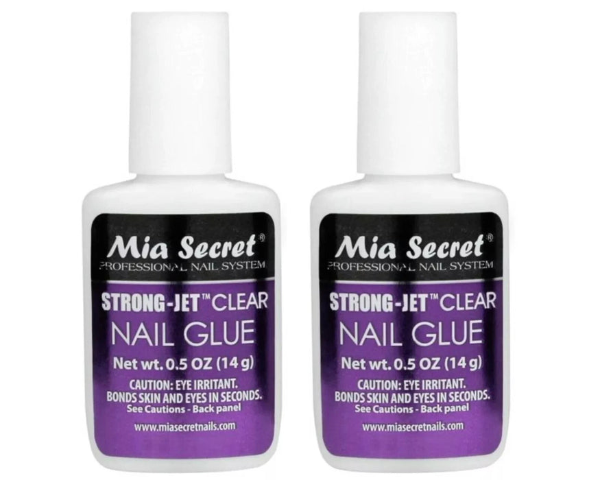 Mia Secret - Strong Jet Clear Nail Glue w/Calcium &Vitamin E 0.5 oz (2 Pack)