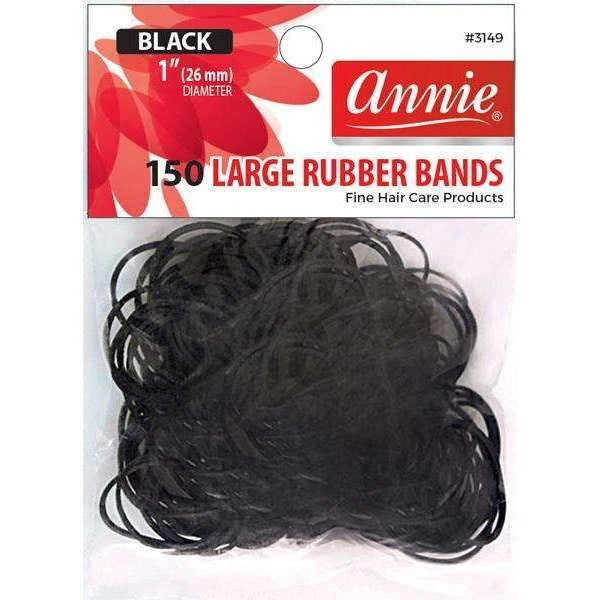 Annie #3149 Rubber Bands 150Ct Black - Large (2 pack)