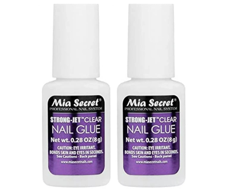 Mia Secret - Pegamento fuerte para uñas Jet con calcio y vitamina E 8 g (340) (Paquete de 2)