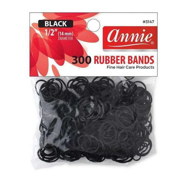 Annie #3147 Rubber Bands 300Ct Black (2 pack)