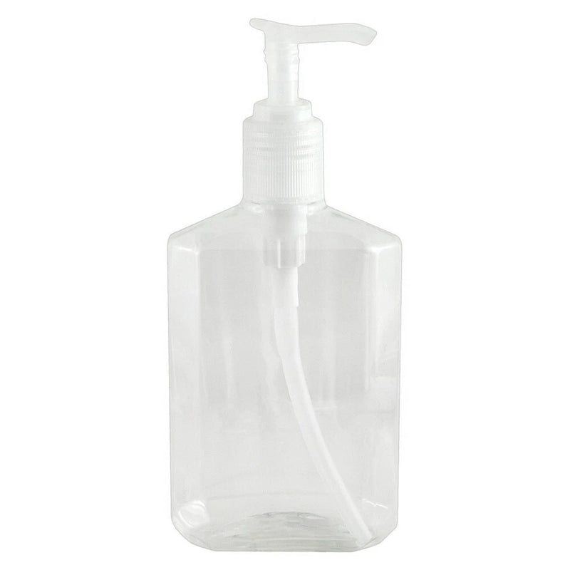 Botella dispensadora de loción Soft'n Style B45 transparente con bomba, 6" de alto x 3" de ancho x 1-1/2" de profundidad.