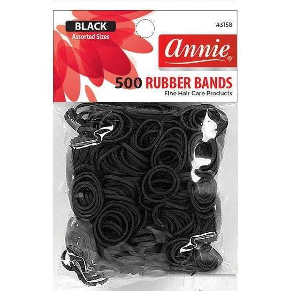 Annie #3158 Rubber Bands Asst Size 500Ct Black (2 pack)