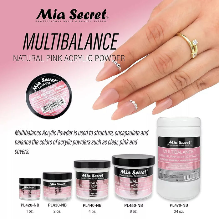 Mia Secret Acrylic Powder - Multibalance Natural Pink 8oz