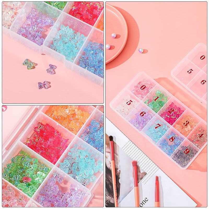 2 Pack False Nail Tip Organizer Box 10 Slots Numbered Clear Plastic Case