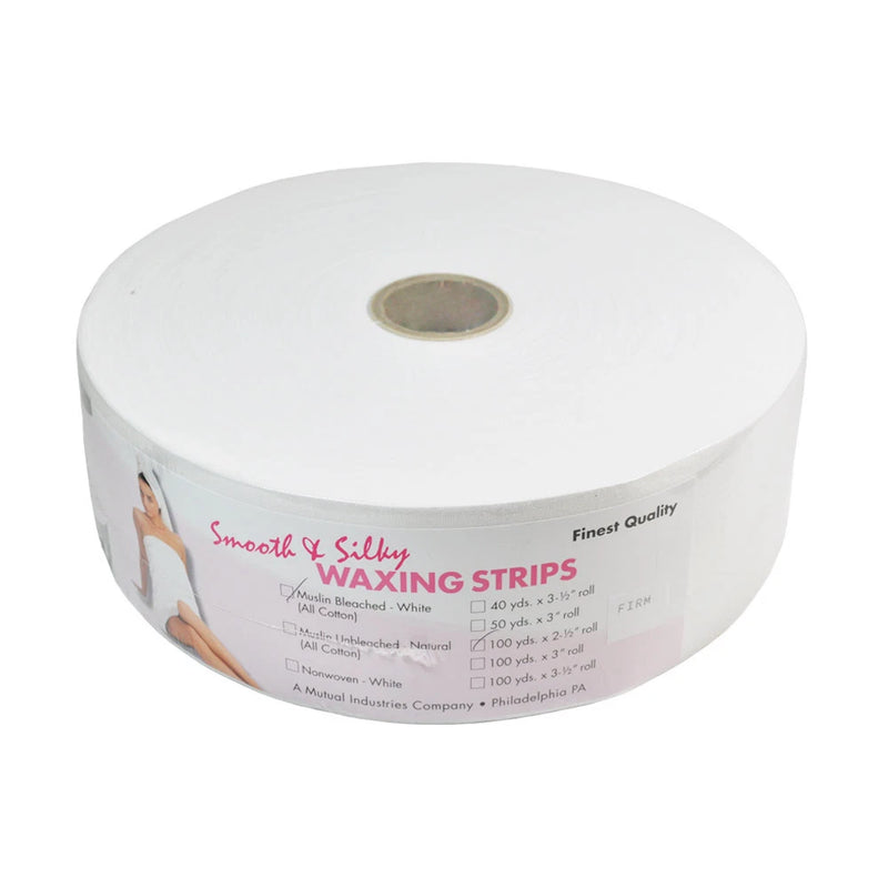 2-1/2" x 100 Yard Smooth & Silky Bleached Muslin Waxing Strips Roll